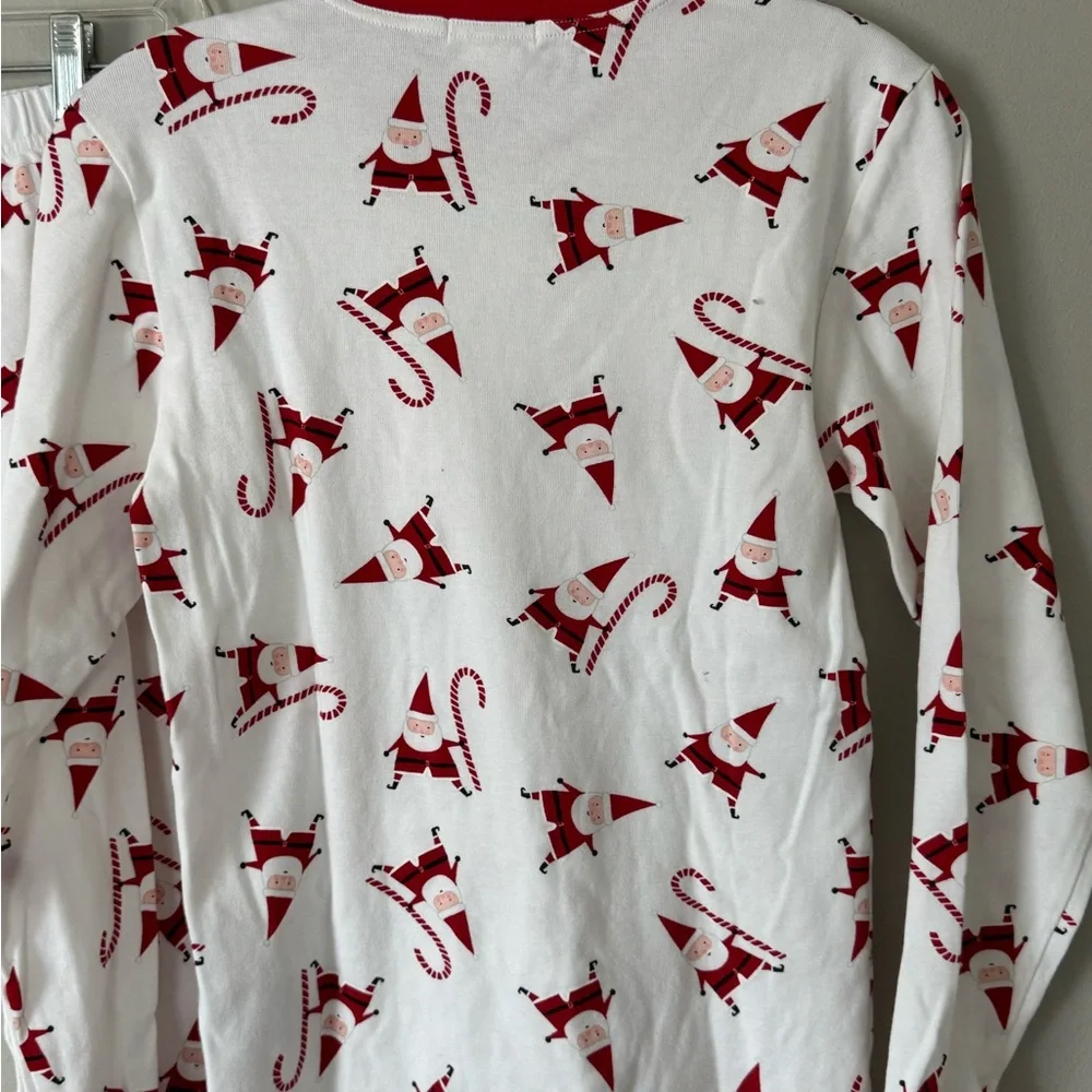 POTTERY BARN KIDS Santa White Red Pajamas Pants Shirt Set Adult XS